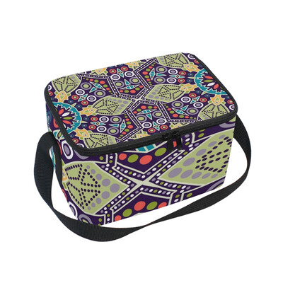 ALAZA Lunch Box Insulated Retro Pattern Lunch Bag Large Cooler Tote Bagfor Men Women