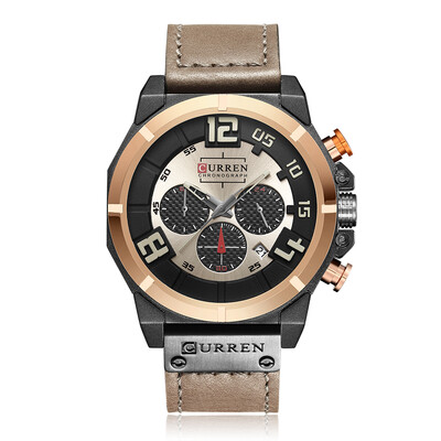 CURREN Fashion Sport Genuine Leather Men Watches 1ATM Life Water-resistant Quartz Man Watch Relogio Musculino Chronograph