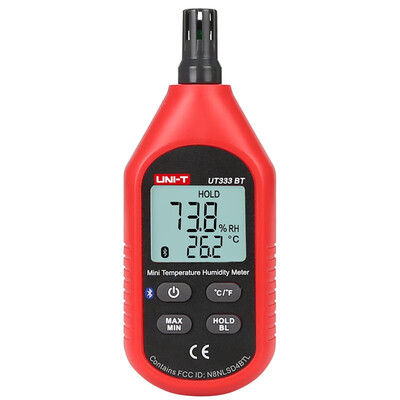 UNI-T UT333BT Thermometer Hygrometer Bluetooth Digital LCD Mini Temperature Humidity Meter Moisture Meter Sensor Thermometer
UNI-T UT333BT Thermometer Hygrometer Bluetooth Digital LCD Mini Temperature Humidity Meter Moisture Meter Sensor Thermometer