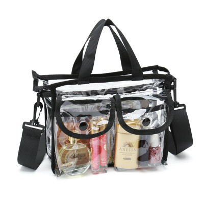 clear cosmetic bag with detachable shoulder strap