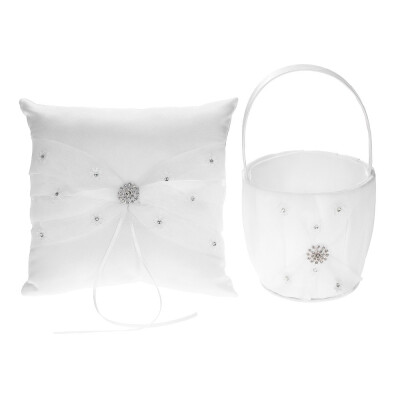 7 7 inches White Satin Rhinestone Decorated Ring Bearer Pillow&Wedding Flower Girl Basket Set
7 7 inches White Satin Rhinestone Decorated Ring Bearer Pillow&Wedding Flower Girl Basket Set