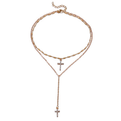 Fashion Double-layer Cross Diamond Pendant Necklace Women Jewelry Sweater Chain Accessory
Fashion Double-layer Cross Diamond Pendant Necklace Women Jewelry Sweater Chain Accessory