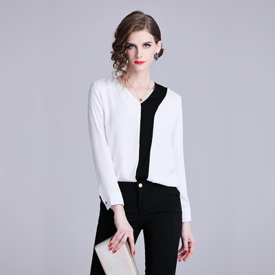 M L XL XXL vintage new spring 2019 women blouse shirt long sleeve black white digital office top V neck lady
M L XL XXL vintage new spring 2019 women blouse shirt long sleeve black white digital office top V neck lady