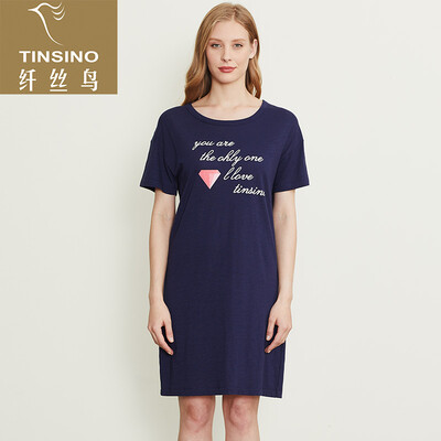 Filament bird TINSINO Ms cotton modal half-sleeve skirt skin-friendly breathable romantic home service pajamas Tibetan blue 175105
Filament bird TINSINO Ms cotton modal half-sleeve skirt skin-friendly breathable romantic home service pajamas Tibetan blue 175105