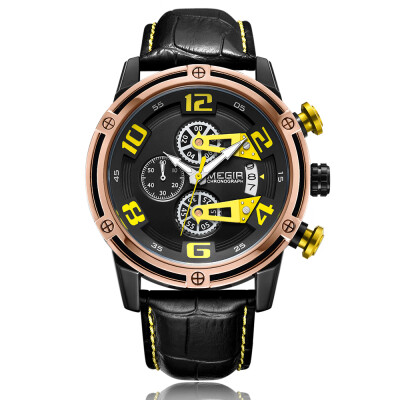 MEGIR 2078 Watch Men Sport Chronograph Leather Strap Quartz Movement Watch Waterproof Casual Clock Wristwatch for Male
MEGIR 2078 Watch Men Sport Chronograph Leather Strap Quartz Movement Watch Waterproof Casual Clock Wristwatch for Male