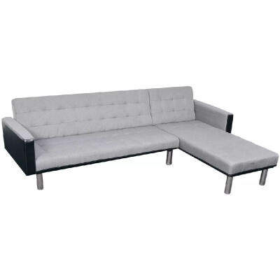 shaped Sofa Bed Fabric Black&Gray