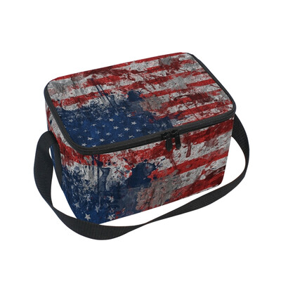 ALAZA Insulated Lunch Box Flag Pattern Lunch Bag for Men Women Portable Tote Bag Cooler Bag
