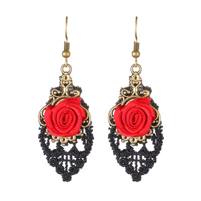 Fashion Rose Flower Earrings Lace Ornament Exaggerated Jewelry Earrings for Nightclub Prom
Fashion Rose Flower Earrings Lace Ornament Exaggerated Jewelry Earrings for Nightclub Prom
