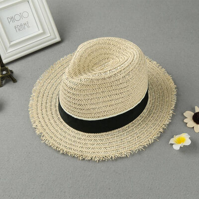 New Fashion Women Straw Hat Ribbon Trim Wide Brim Summer Sun Beach Cap Panama Hat Beige
New Fashion Women Straw Hat Ribbon Trim Wide Brim Summer Sun Beach Cap Panama Hat Beige