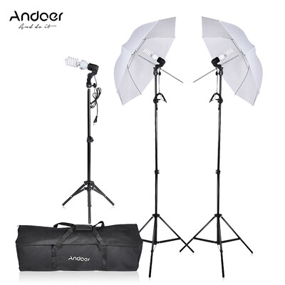Andoer PhotographyVideo Portrait Umbrella Continuous Triple Lighting Kit with Three Bulbs Three E27 Swivel Socket Three Stand Two
Andoer PhotographyVideo Portrait Umbrella Continuous Triple Lighting Kit with Three Bulbs Three E27 Swivel Socket Three Stand Two