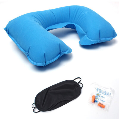 Outdoor travel Sambo PVC flocking inflatable U-shaped pillow car travel soundproof earplugs blackout goggles three-piece blue
Outdoor travel Sambo PVC flocking inflatable U-shaped pillow car travel soundproof earplugs blackout goggles three-piece blue