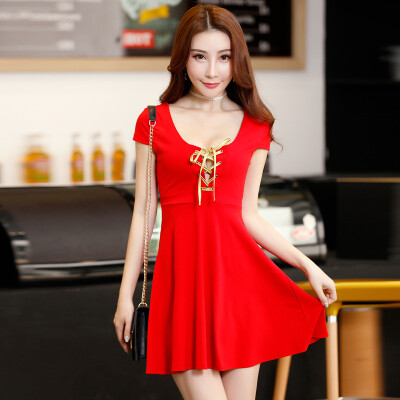 New night temperament princess dress slimming nightclub women&39s 2018 sexy dress short deep V-neck low chest autumn
New night temperament princess dress slimming nightclub women&39s 2018 sexy dress short deep V-neck low chest autumn