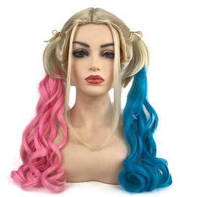 StrongBeauty Long Wavy Three-Colored 2x Twist WigBlondeBluePink