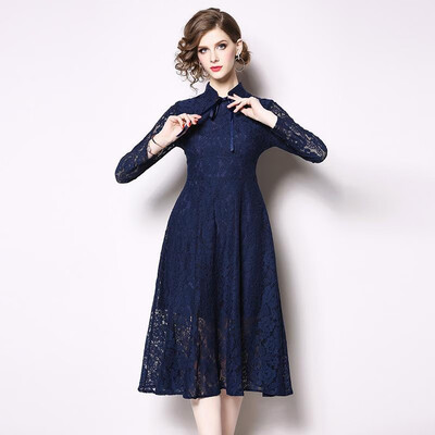 M L XL XXL elegant new spring 2019 lace midi dress women long sleeve black blue flower vintage slim A line lady
M L XL XXL elegant new spring 2019 lace midi dress women long sleeve black blue flower vintage slim A line lady