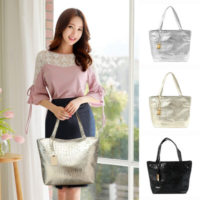 Large Metallic Casual Women Shoulder Bags Silver Gold Black Crocodile Handbag PU Leather Big Tote Bag
Large Metallic Casual Women Shoulder Bags Silver Gold Black Crocodile Handbag PU Leather Big Tote Bag