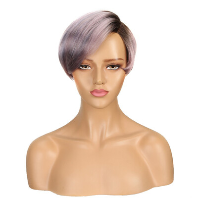 Noble Cute Short Bob Hairstyles Part Lace Human Hair Wigs For Women Bob Wig With Bang Remy Human Hair Wig Ombre Pixie Cut Wig