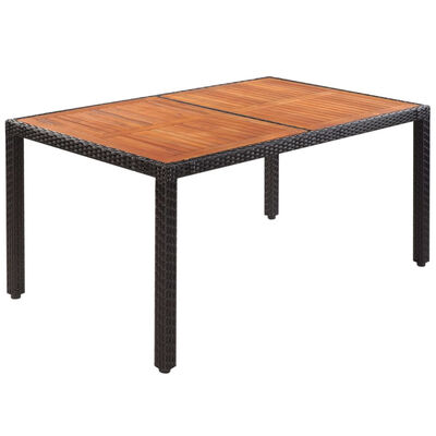 Outdoor Table Poly Rattan Acacia Wood Top 59"x354"x295"