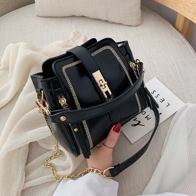 Tailored Womens Fashion Flip Pure-Colour Chains Cover Retro Shoulder Bag Purse Flap Bag