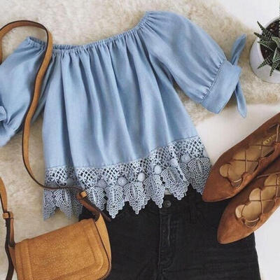 Fashion Summer Women Ladies Lace Off-shoulder Casual Blouse Crop Tops T-Shirt
Fashion Summer Women Ladies Lace Off-shoulder Casual Blouse Crop Tops T-Shirt