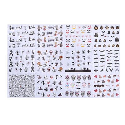 12 sheets Manicure Halloween Water Transfer Nail Art Decoration Stickers