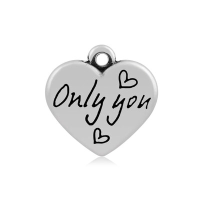 Heart with Word Only You 316 Stainless Steel Pendants Antique Silver 16x165x4mm Hole 2mm
Heart with Word Only You 316 Stainless Steel Pendants Antique Silver 16x165x4mm Hole 2mm
