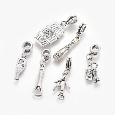 Alloy European Dangle Beads Sets Large Hole Beads Winebottle & Bottle & Bottle Opener & Cup & Wine Antique Silver 3337mm 
Alloy European Dangle Beads Sets Large Hole Beads Winebottle & Bottle & Bottle Opener & Cup & Wine Antique Silver 3337mm