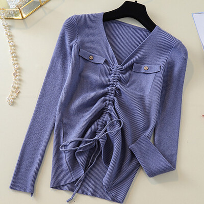 Sweet Drawstring Women Sweater Summer Autumn New Simple Solid Color Sweater Fashion V-Neck Loose Long Sleeve Sweater Tops
Sweet Drawstring Women Sweater Summer Autumn New Simple Solid Color Sweater Fashion V-Neck Loose Long Sleeve Sweater Tops