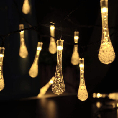 Romantic 20LEDs Solar Powered Water Drop Light String Waterproof Fairy String Light for Party Wedding Decor
