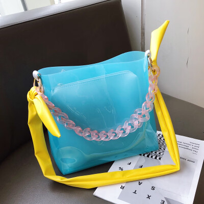 Jelly transparent bag summer gas womens bag new 2019 Korean version of 100-lap fairy single shoulder slanted tot bag
Jelly transparent bag summer gas womens bag new 2019 Korean version of 100-lap fairy single shoulder slanted tot bag