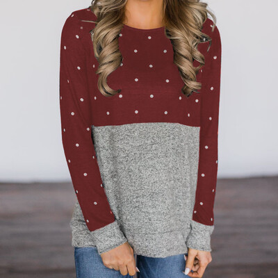 Nomeni Women Dot Printing Patchwork O Neck Long Sleeve Sweatshirt Pullover Blouse BKL
Nomeni Women Dot Printing Patchwork O Neck Long Sleeve Sweatshirt Pullover Blouse BKL