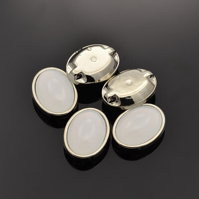 Sew on Taiwan Acrylic Garment Accessories Oval WhiteSmoke 11x9x6mm Hole 1mm