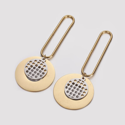 304 Stainless Steel Dangle Stud Earrings Flat Round&Oval Golden & Stainless Steel Color 72mm Pin 08mm
304 Stainless Steel Dangle Stud Earrings Flat Round&Oval Golden & Stainless Steel Color 72mm Pin 08mm