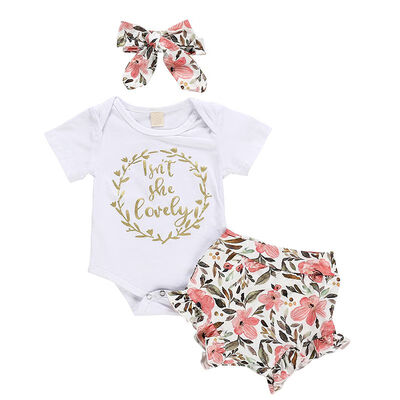 Infant Clothes Set 3pcs Newborn Baby Girls Clothes Cotton Letters Short sleeve RomperFloral PP PantsHat Outfits
Infant Clothes Set 3pcs Newborn Baby Girls Clothes Cotton Letters Short sleeve RomperFloral PP PantsHat Outfits