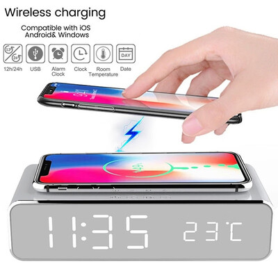 NEW 3 in 1 Wireless Charger & LED Digital Alarm Clock & Thermometer Modern Wooden Design Qi Wireless Charging Pad Desk Clock
NEW 3 in 1 Wireless Charger & LED Digital Alarm Clock & Thermometer Modern Wooden Design Qi Wireless Charging Pad Desk Clock