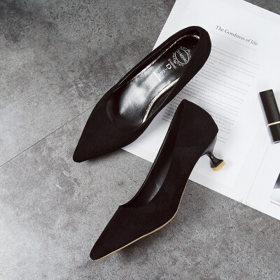 Single Shoe Female Winter 2018 European Station Shallow Slim-heeled Single Shoe Black Professional Working Shoe
Single Shoe Female Winter 2018 European Station Shallow Slim-heeled Single Shoe Black Professional Working Shoe