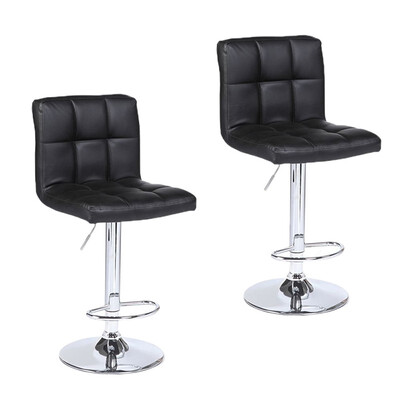 2 PCS PU Leather Counter Swivel Bar Stool Pub Chairs Adjustable