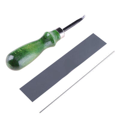 DIY Leather Craft Edge Skiving Beveling Cutting Tool with Wood Handle