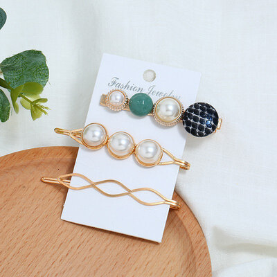 Women Metal Hairpins Imitation Pearl Beads Hair Clips Hair Styling Accessories