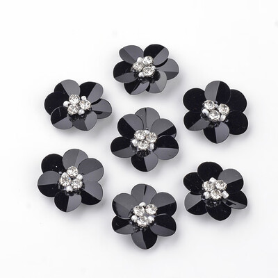 Handmade Paillette Ornament Accessories with Rhinestones&Fabrics Pads Flower Black 2425x2223x7mm
Handmade Paillette Ornament Accessories with Rhinestones&Fabrics Pads Flower Black 2425x2223x7mm