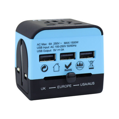 Norlansondi NOLANSEND conversion plug abroad travel socket converter 3USB British standard American standard European standard Japan South Korea Thailand China Hong Kong power charger NL016 blue
Norlansondi NOLANSEND conversion plug abroad travel socket converter 3USB British standard American standard European standard Japan South Korea Thailand China Hong Kong power charger NL016 blue