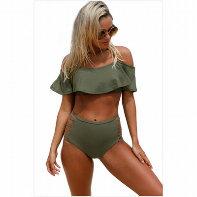 One-word collar cross strap short-sleeved chest pad high waist triangle split swimsuit
One-word collar cross strap short-sleeved chest pad high waist triangle split swimsuit