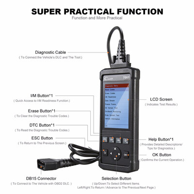 Beautytrees 100 Original Launch DIY Code Reader CReader 7001F Full OBD 2 test 6 Special functions with Lifetime free update Onl
Beautytrees 100 Original Launch DIY Code Reader CReader 7001F Full OBD 2 test 6 Special functions with Lifetime free update Onl