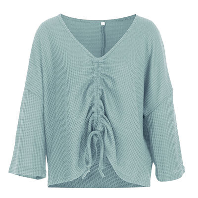 Fashion Knitwear Long Sleeve New V-neck Long Sleeve Top Sweater Chest Drawstring Top
Fashion Knitwear Long Sleeve New V-neck Long Sleeve Top Sweater Chest Drawstring Top