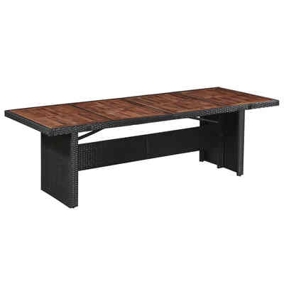 Outdoor Dining Table Poly Rattan&Solid Wood 945"x354"x291"