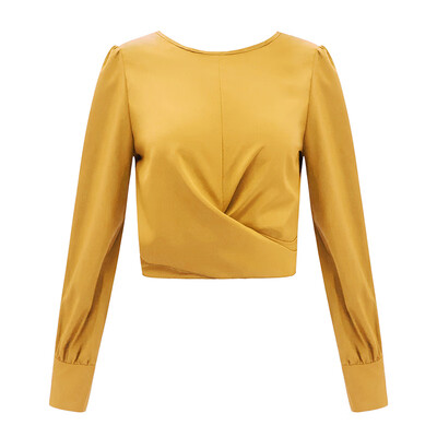 Women Casual Top T-shirt Long Sleeved Round Neck Halter Cropped Solid Color Top Bow-knot Decoration Top T-shirt
Women Casual Top T-shirt Long Sleeved Round Neck Halter Cropped Solid Color Top Bow-knot Decoration Top T-shirt