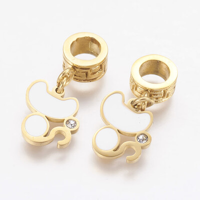304 Stainless Steel European Dangle Beads Large Hole Pendants with Rhinestone&Enamel Cat Golden 245mm
304 Stainless Steel European Dangle Beads Large Hole Pendants with Rhinestone&Enamel Cat Golden 245mm