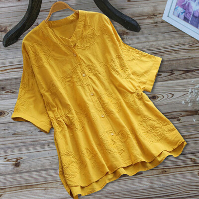 Starmoon Women Vintage Embroidery Casual Short Sleeve Button Linen Top T-Shirt Blouse
Starmoon Women Vintage Embroidery Casual Short Sleeve Button Linen Top T-Shirt Blouse