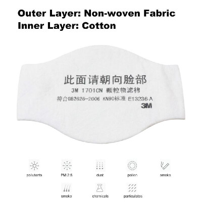 3M 1701CN 10 Pieces Anti Dust PM25 KN90 Mask Filter Face Masks Insert Protective Filter for Outdoor Activities Respiratory Protec
3M 1701CN 10 Pieces Anti Dust PM25 KN90 Mask Filter Face Masks Insert Protective Filter for Outdoor Activities Respiratory Protec