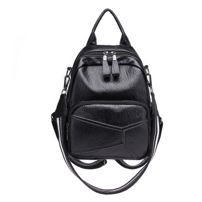 Waterproof PU soft leather backpack with shoulder bag