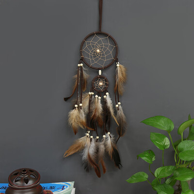 Indian Style Brown Dream Catcher Feathers Core Bead Dreamcatcher for Wall Car Decoration
Indian Style Brown Dream Catcher Feathers Core Bead Dreamcatcher for Wall Car Decoration